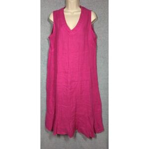 Linen Maxi Dress Francesca Bettini  SZ M Bold Pink Italy Chic Cruise Ready